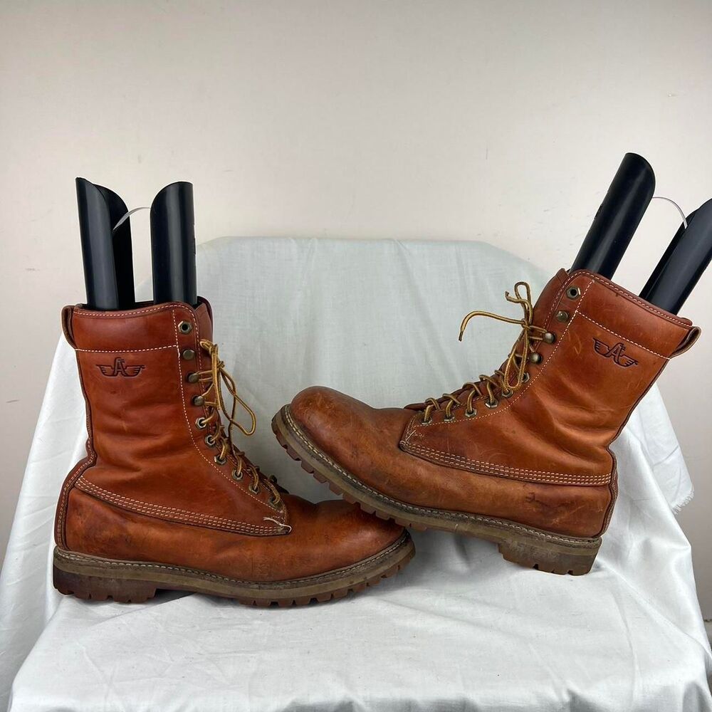 Vintage Brown Leather Lace-up Boots Size 12